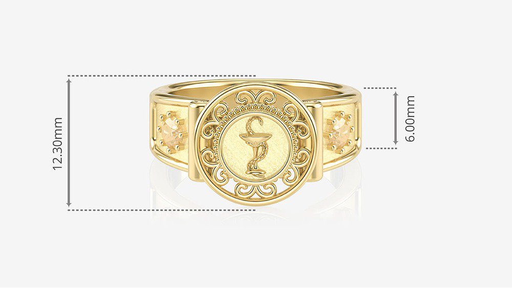 Anel de Formatura de Farmácia Sinete II (medidas)