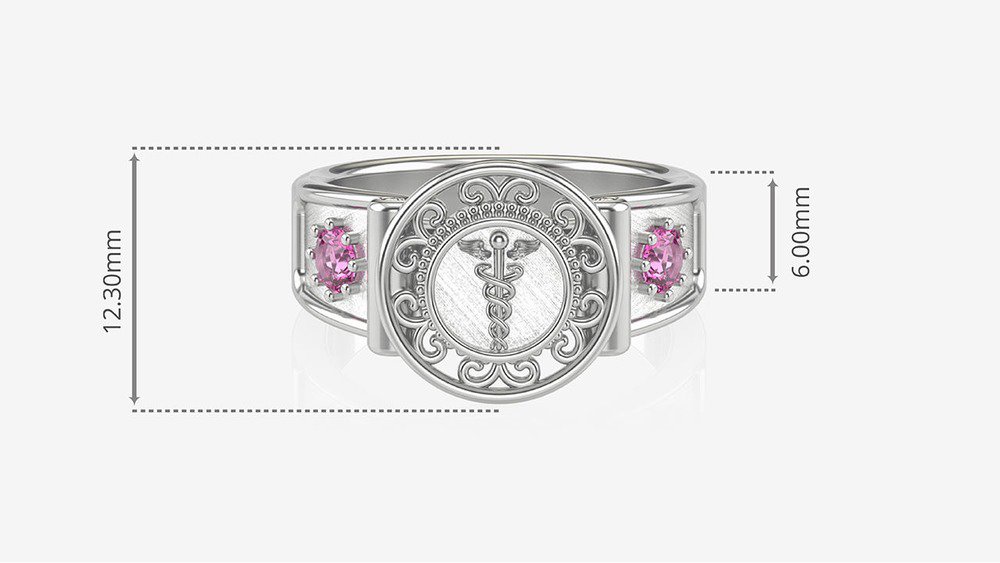 Anel de Formatura de Ciências Contábeis Sinete (Prata 925) (medidas)