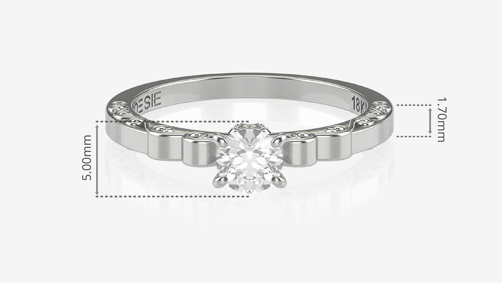 Anel de Noivado Sakura I (diamantes de laboratório) (medidas)