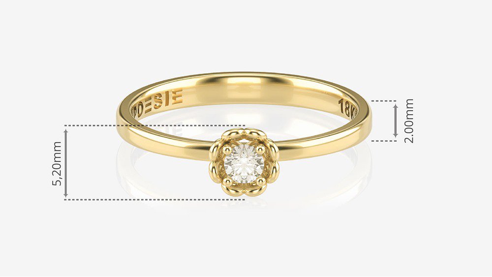Anel de Noivado Bloom II (medidas)