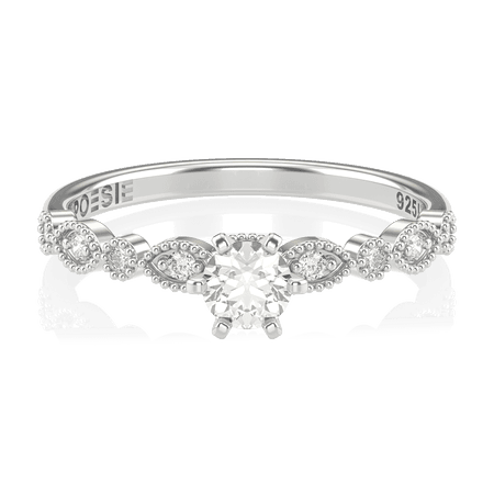  Anel de Noivado Gran Destiny Prata (diamantes de laboratório)