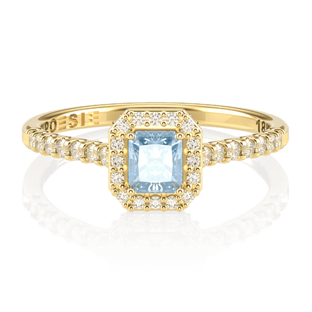 Anel de Noivado Radiant II (personalizado com Topázio Swiss e Diamantes LAB)