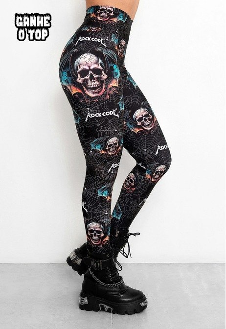 Legging Cintura Alta Skull Wings